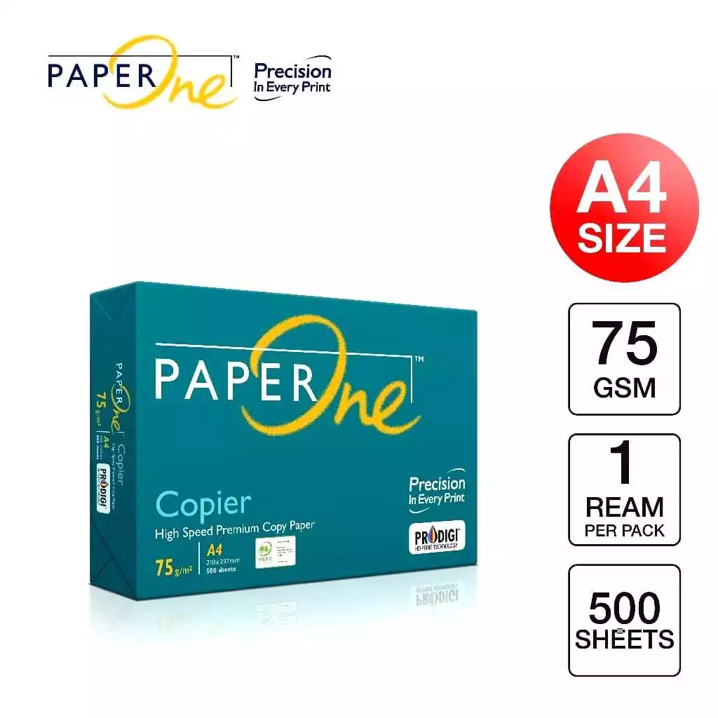 

KERTAS HVS PAPER ONE A4 Premium 75 GSM KERTAS POTO COPY 500 Sheets / Lembar