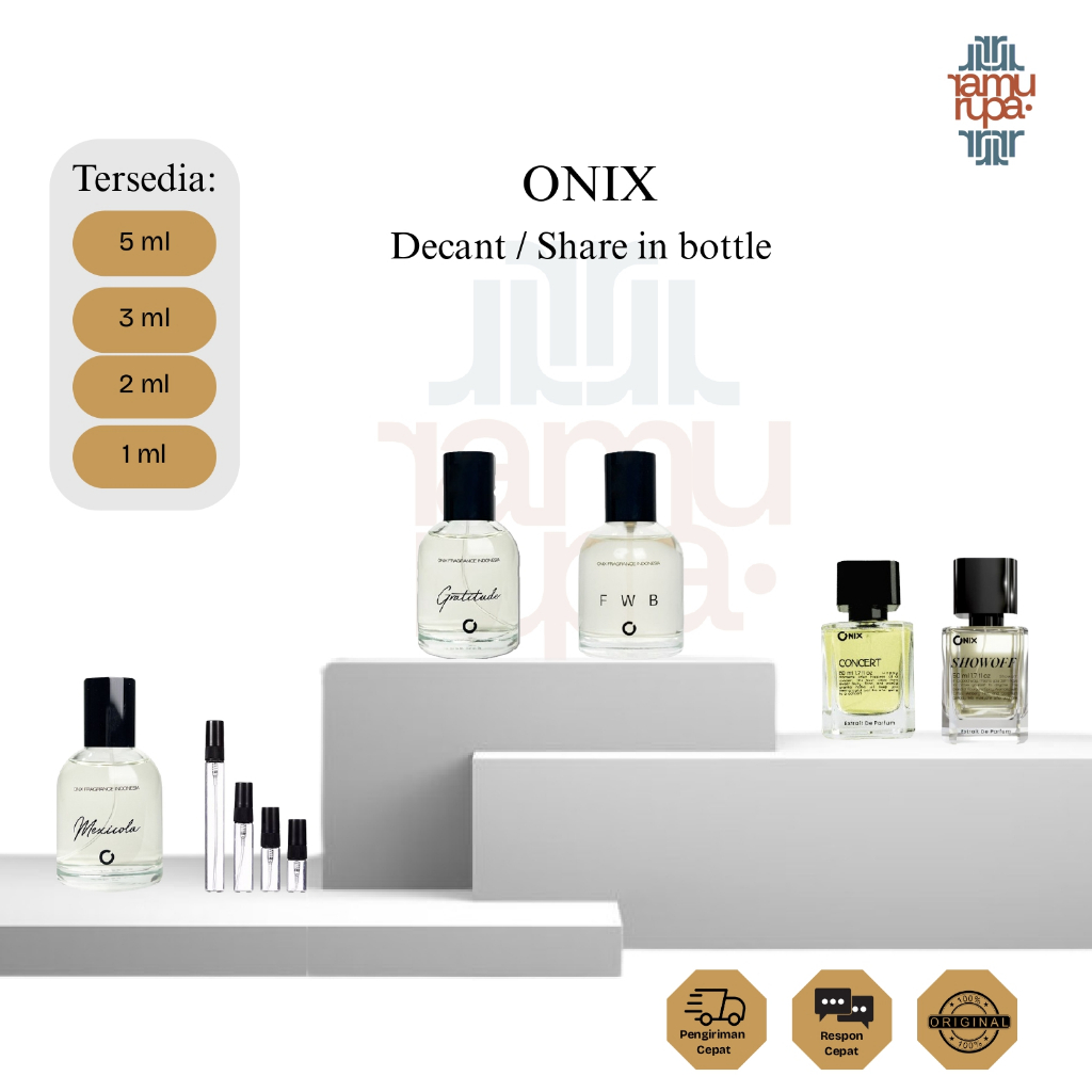 Onix Decant Parfum Original FWB, Mexicola, Gratitude, Showoff, Concert 1, 2, 3, 5 ml