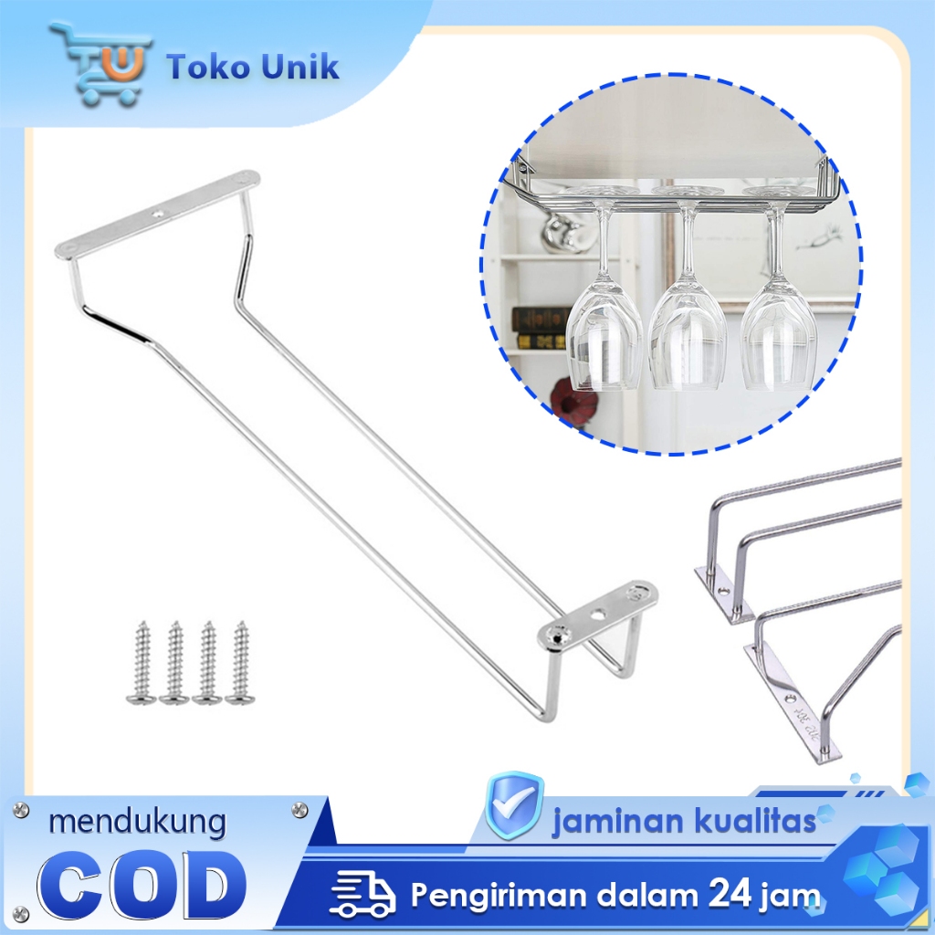 Gantungan Gelas Bar Rak Gantung Gelas 1baris Wine Glass Hanger Untuk Cafe Restoran