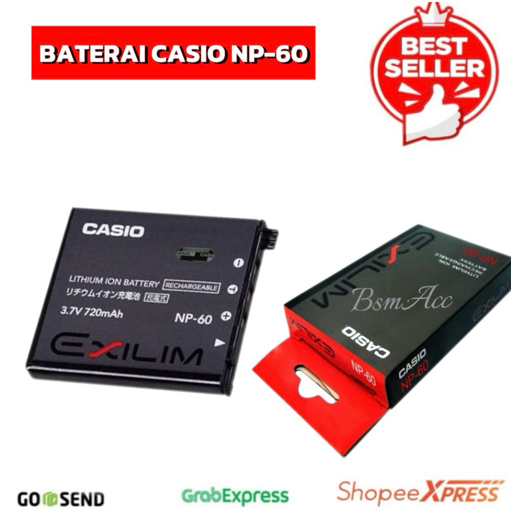 Baterai NP-60 Kamera Casio Exilim  EX-Z9, EX-FS10, EX-S10, EX-S12, EX-Z20, EX-Z21, EX-Z25, EX-Z29, E