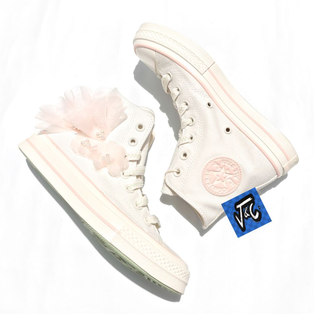 Converse Chuck 70 70s Chinese Peach Blossom Floral Flower Hi Vintage White Fable Pink