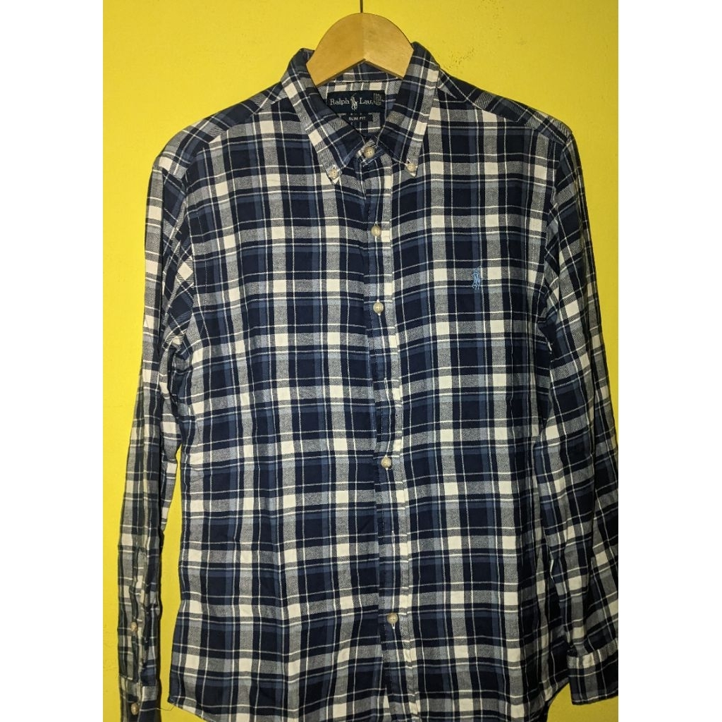 Kemeja Ralph Lauren Biru Putih