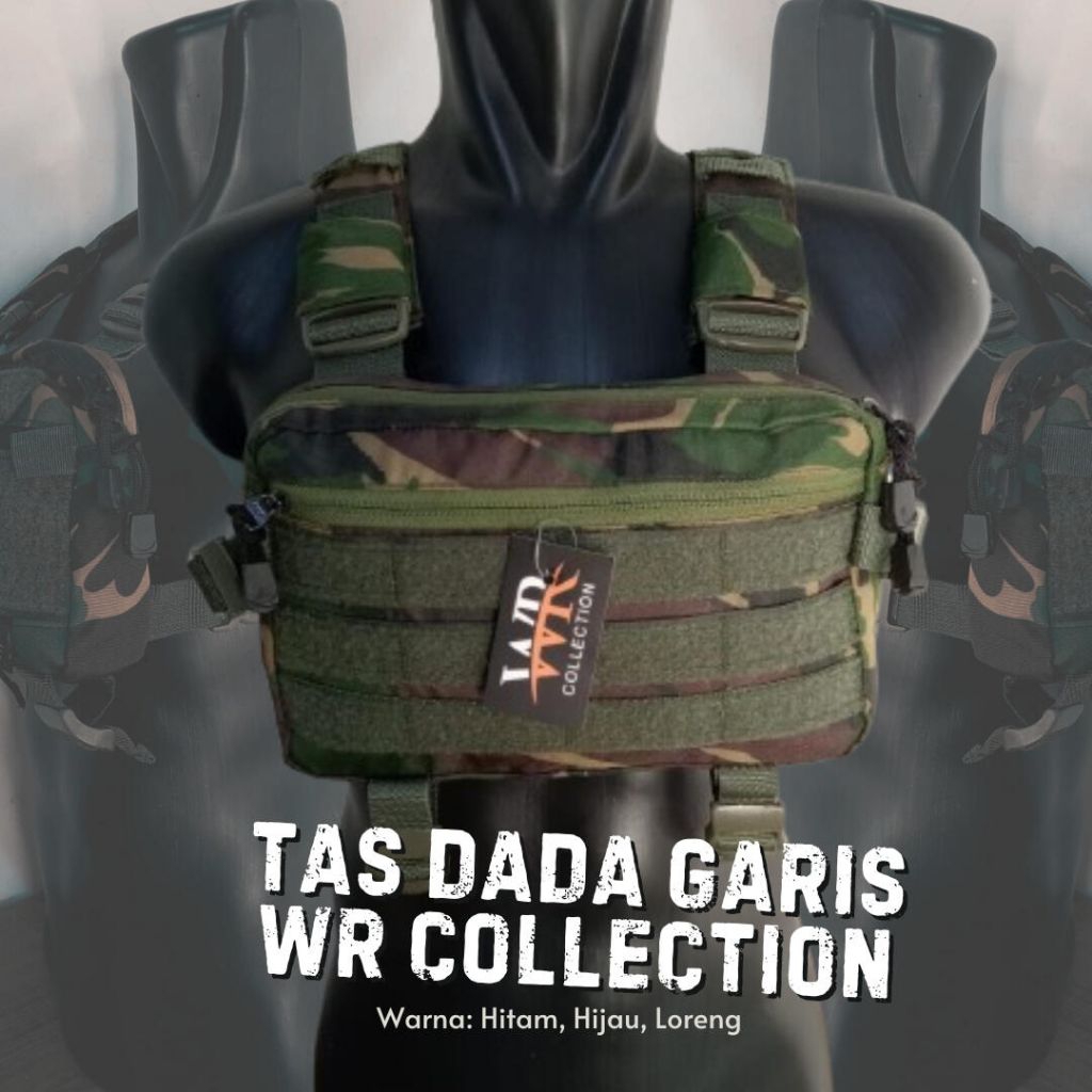 Tas Dada WR 01 - Tas Dada Tactical - Chestbag Tactical Waterproof Hitam Hijau Cream Loreng TNI