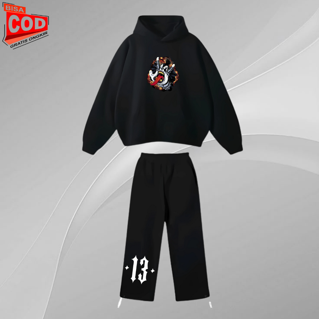 Satu Stel Outfit Cowok Hoodie Dan Celana Panjang Cargo Satu Set Setelan Pria Wanita Maternal 5 2025 