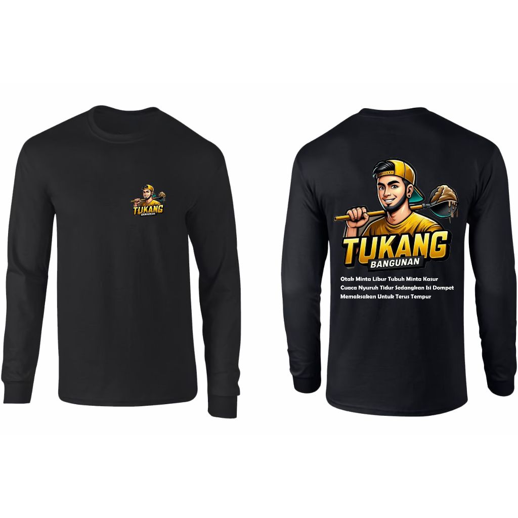 Baju Kaos Lengan Panjang Katun Premium Lengan Panjang Mangset Tukang Bangunan Kaos Pria Dan Wanita
