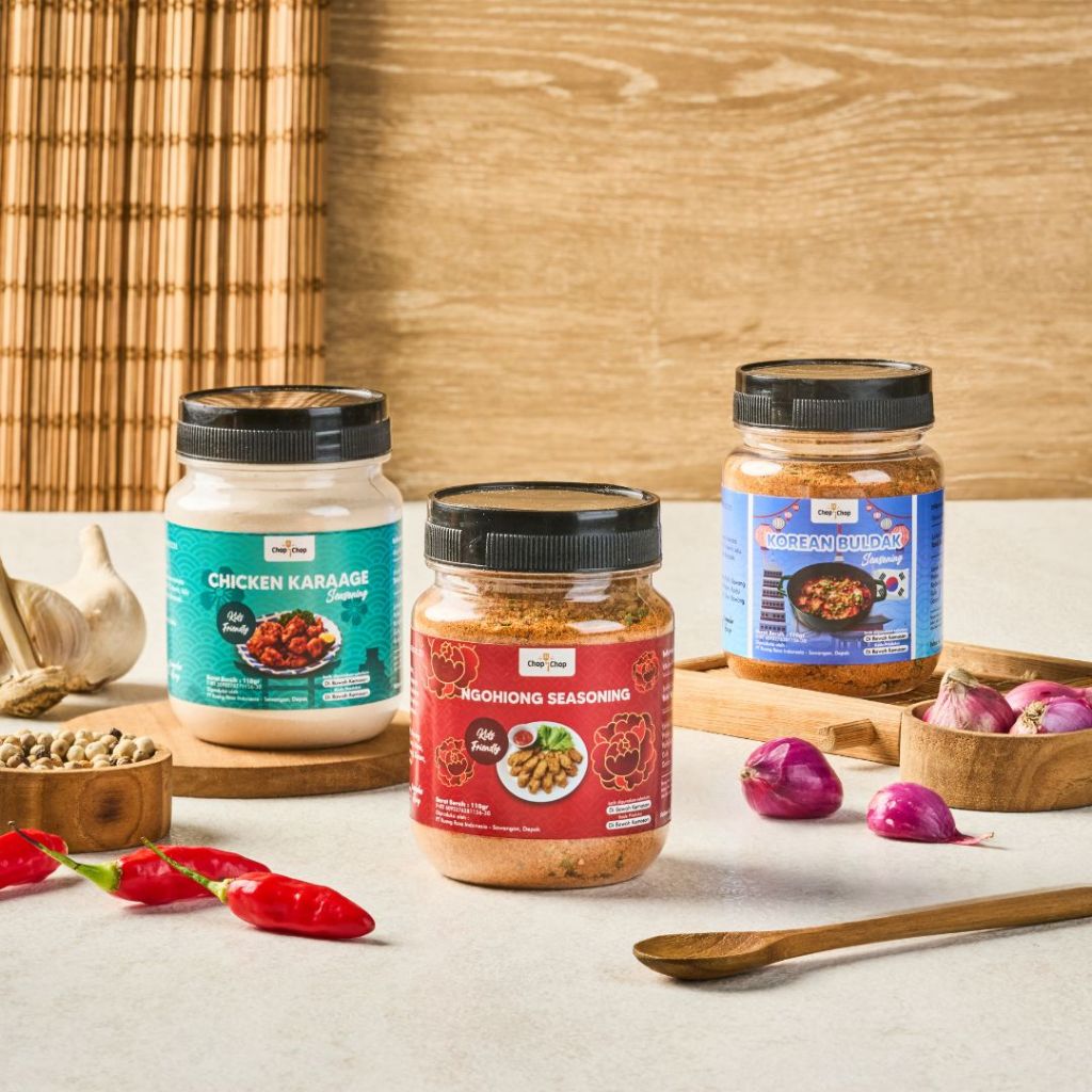 

Bumbu Chopchop Asian Bundle Kombinasi dengan 3 Varian - Korean Buldak, Ngohiong, Chicken Karaage