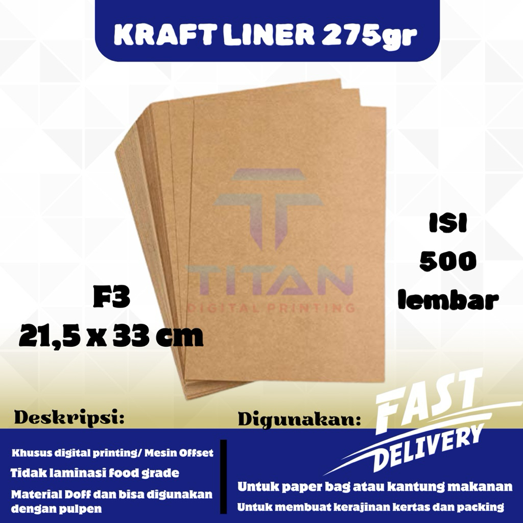 

Samson Kraft 275 gsm F4 isi 500 lembar / Kertas Samson Kraft Liner Tebal 275 gram