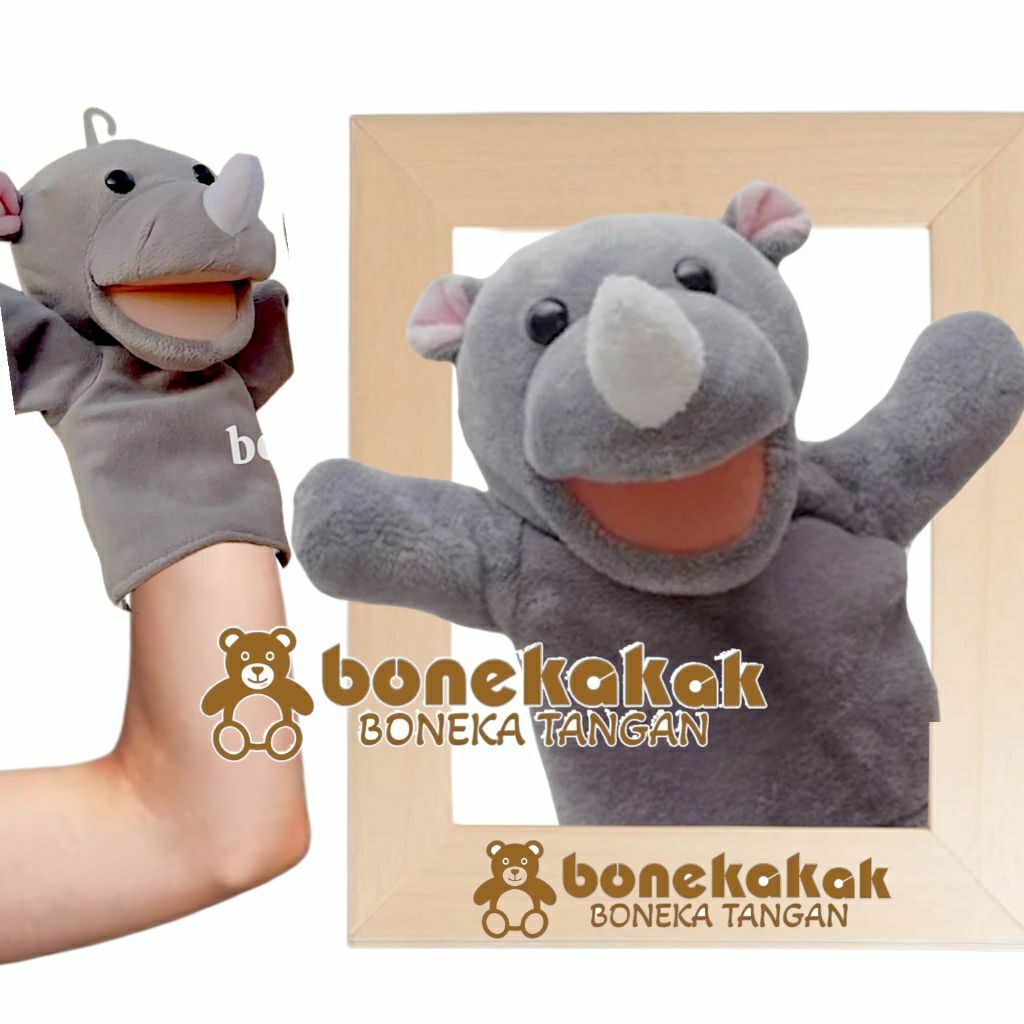 boneka badak boneka tangan rhinoceros / handpuppet / boneka dongeng mainan anak membantu anak belaja
