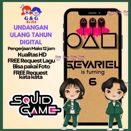Undangan Digital Ulang Tahun Anak Laki laki Undangan Video ultah - SQUID GAME NEW