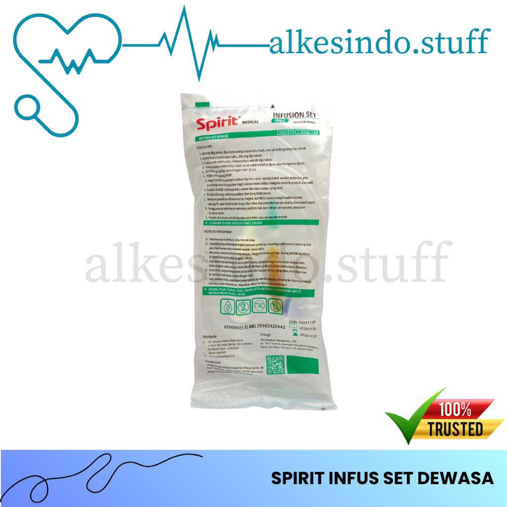 SPIRIT Infus Set Dewasa | Spirit Infusion Set Dewasa | Infus Set Adult | Alat Infus