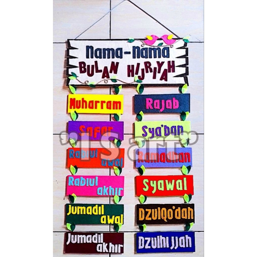 Hiasan Kelas Aesthetic/Nama" Bulan Hijriyah/PAUD/TK/SD/SMP/SMA/ Aksesoris Dekorasi/Hiasan Dingding R