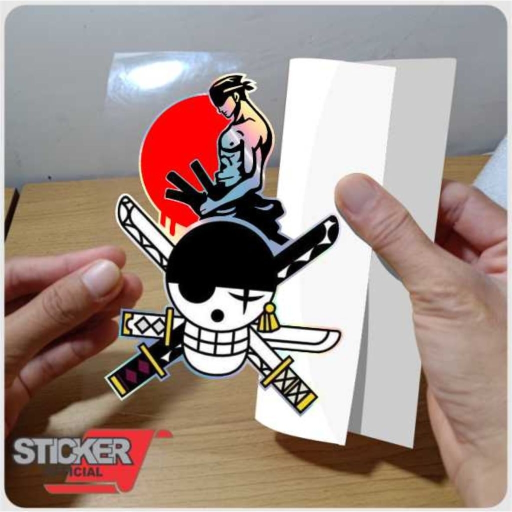 Zoro, anime one piece, stiker hologram, stiker Zoro, stiker motor dan mobil