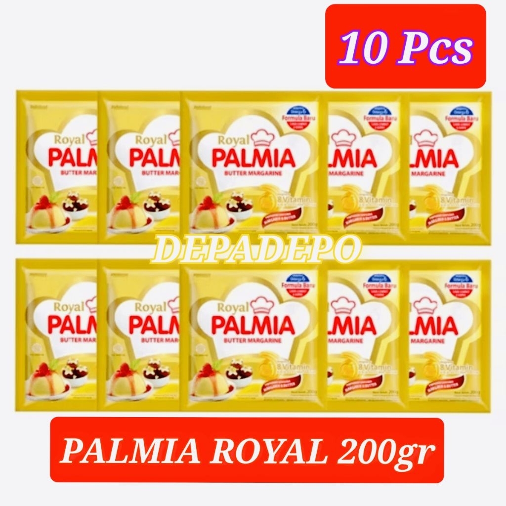 

Palmia Margarin 200gr Pack 10pcs – Palmia Royal / Palmia Serbaguna – Margarin Masak & Baking