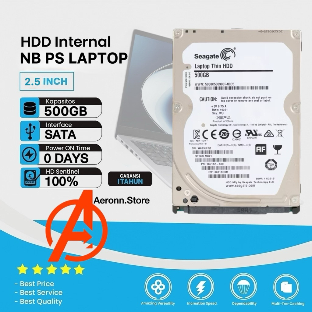 Hardisk 500GB Seagate Slim Sata 2.5" Inchi Baru 0 Days HDD Hardisk Internal For Laptop Nb Ps