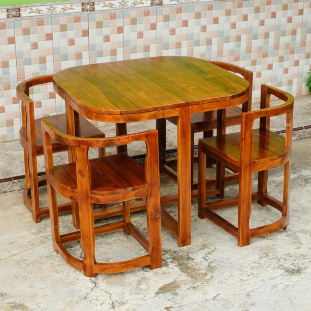 Meja Makan Oval Kursi 4 Kayu Jati Meja Makan Aesthetic Meja Makan Minimalis