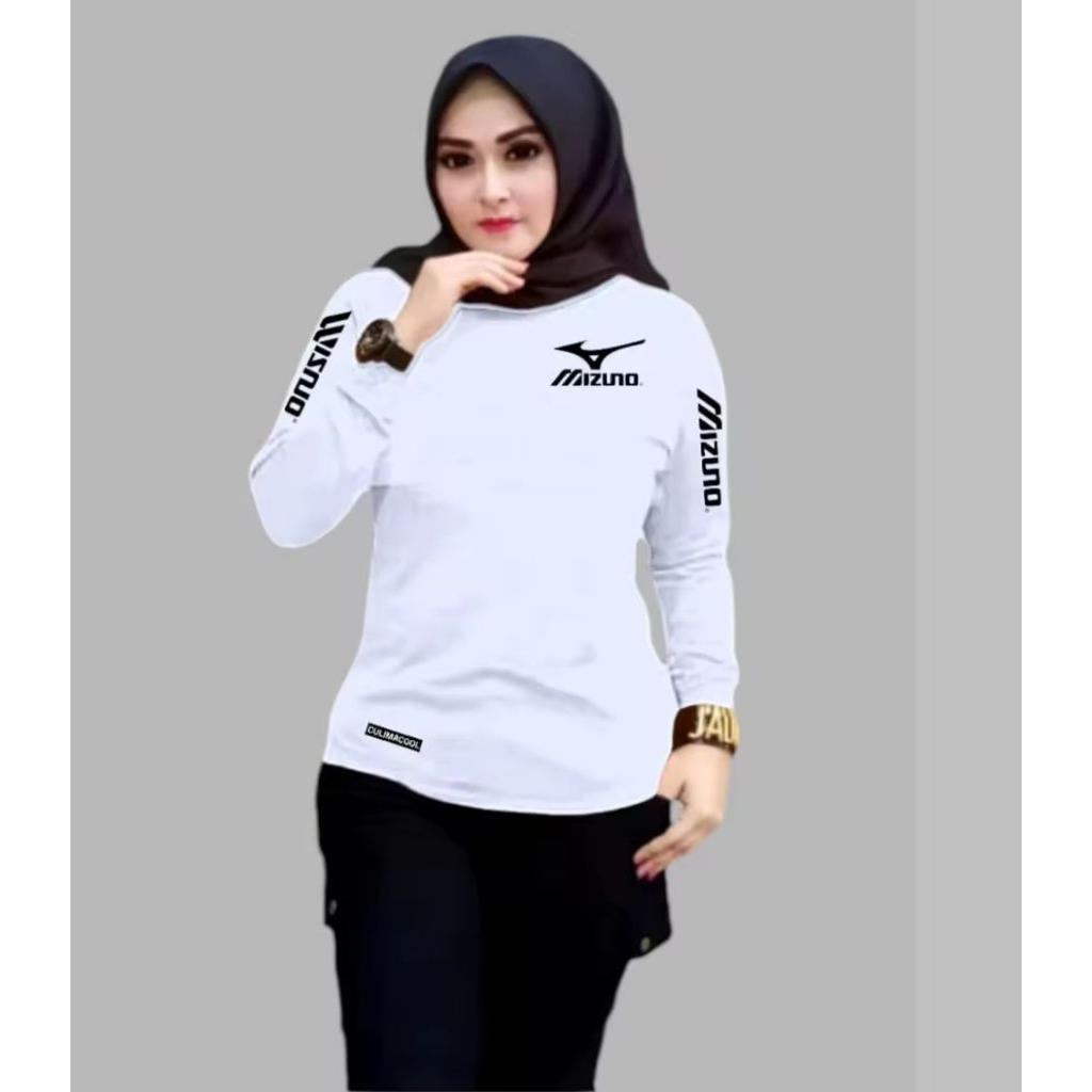 Atasan Olahraga Wanita Baju Senam Aerobic Zumba, Mizuno Lengan Panjang
