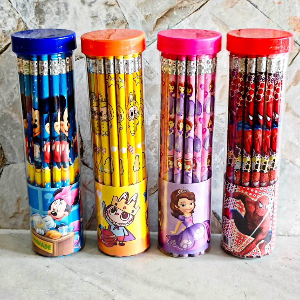 

SATU TABUNG ( 30 PCS ) Pensil Karakter Kartun Fancy Kemasan Tabung