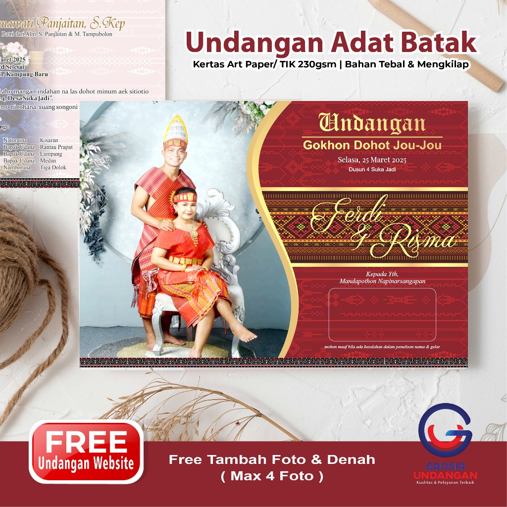 Undangan Gokhon Undangan Adat Batak Toba Medan murah berkualitas