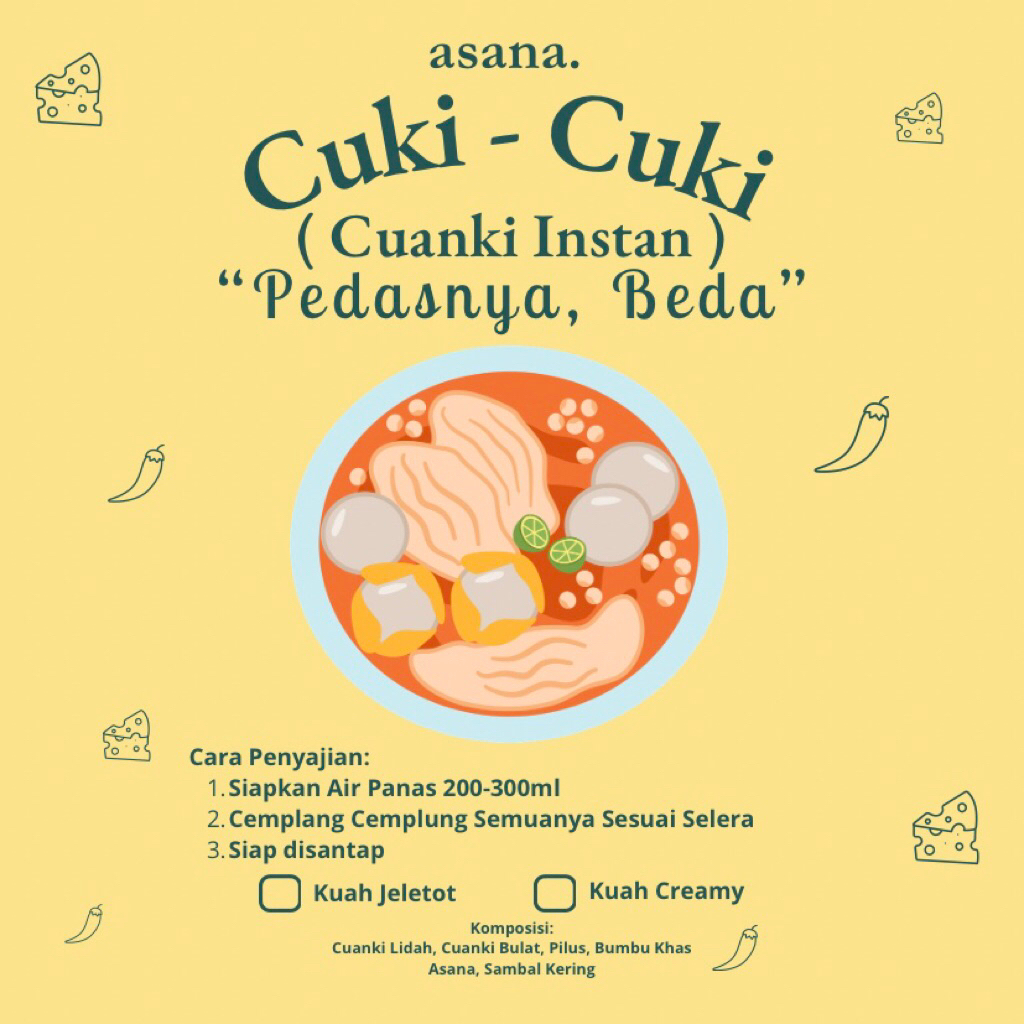 

Cuanki Instan | Cuanki Instan Kuah Creamy | Cuanki Instan Kuah Jeletot | Cuanki Instan Murah | Cuanki Instan Pedas | Cuki Cuki by Asana | Cuanki instan by Asana.