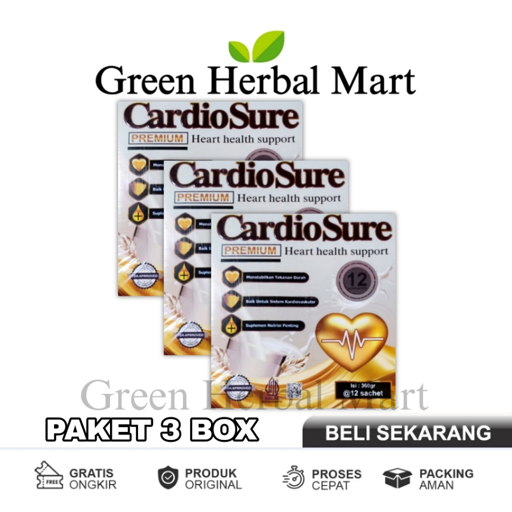 

3 Box Cardiosure Susu Obat Hipertensi Darah Tinggi Jantung Stroke Kolesterol Asam Urat 100% Original Asli