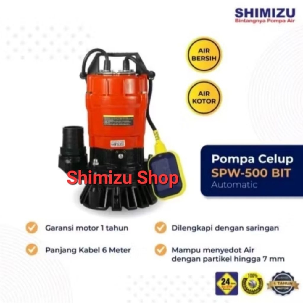SHIMIZU SPW 500 BIT POMPA CELUP SHIMIZU OTOMATIS 500WATT