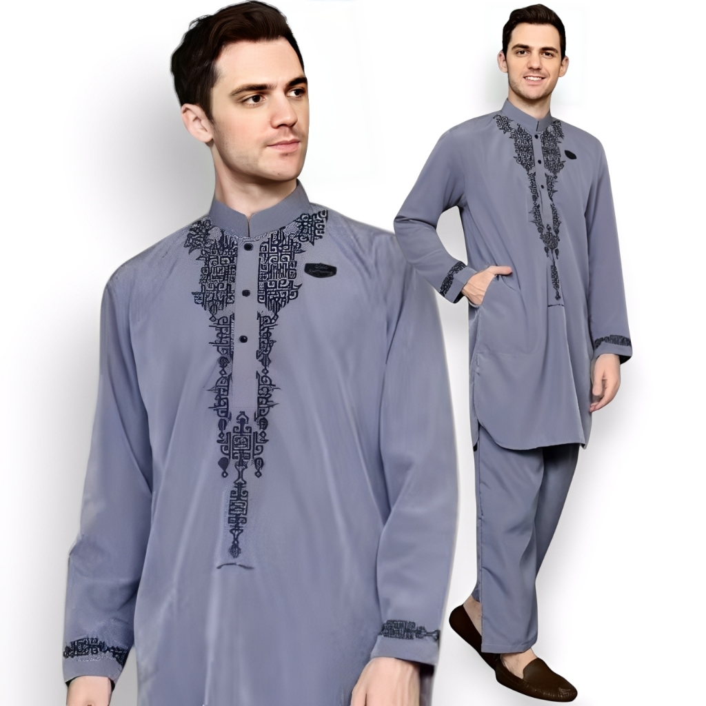 BAJU KOKO SETELAN MODEL MOTIF BORDIR - KURTA TURKEY SETELAN BAJU + CELANA - GAMIS JUBAH KOKO MUSLIM 