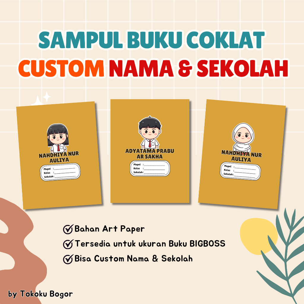 

(BIGBOSS) Sampul Buku Tulis Custom Nama dan Sekolah Free Desain Anak SD Murah