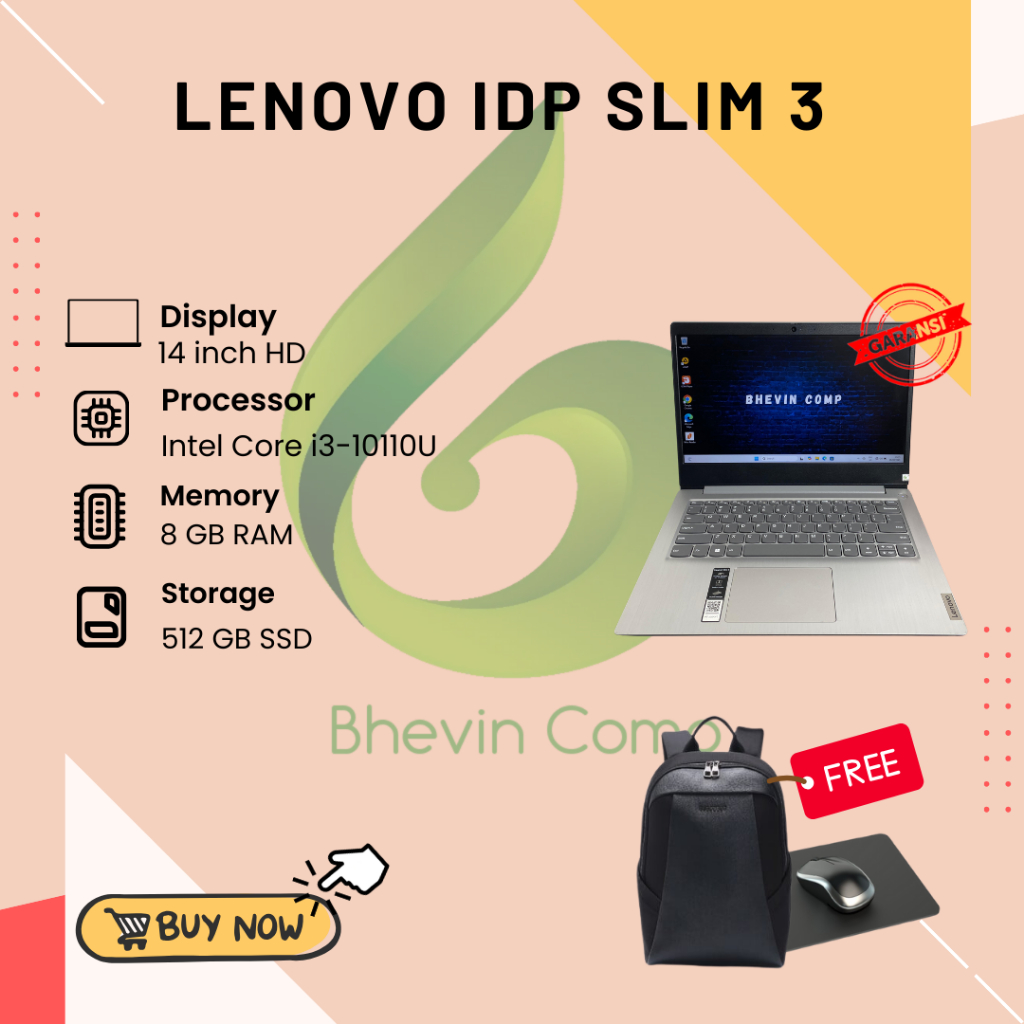 LENOVO IDP SLIM 3 INTEL CORE I3-10110U RAM 8GB SSD 512GB
