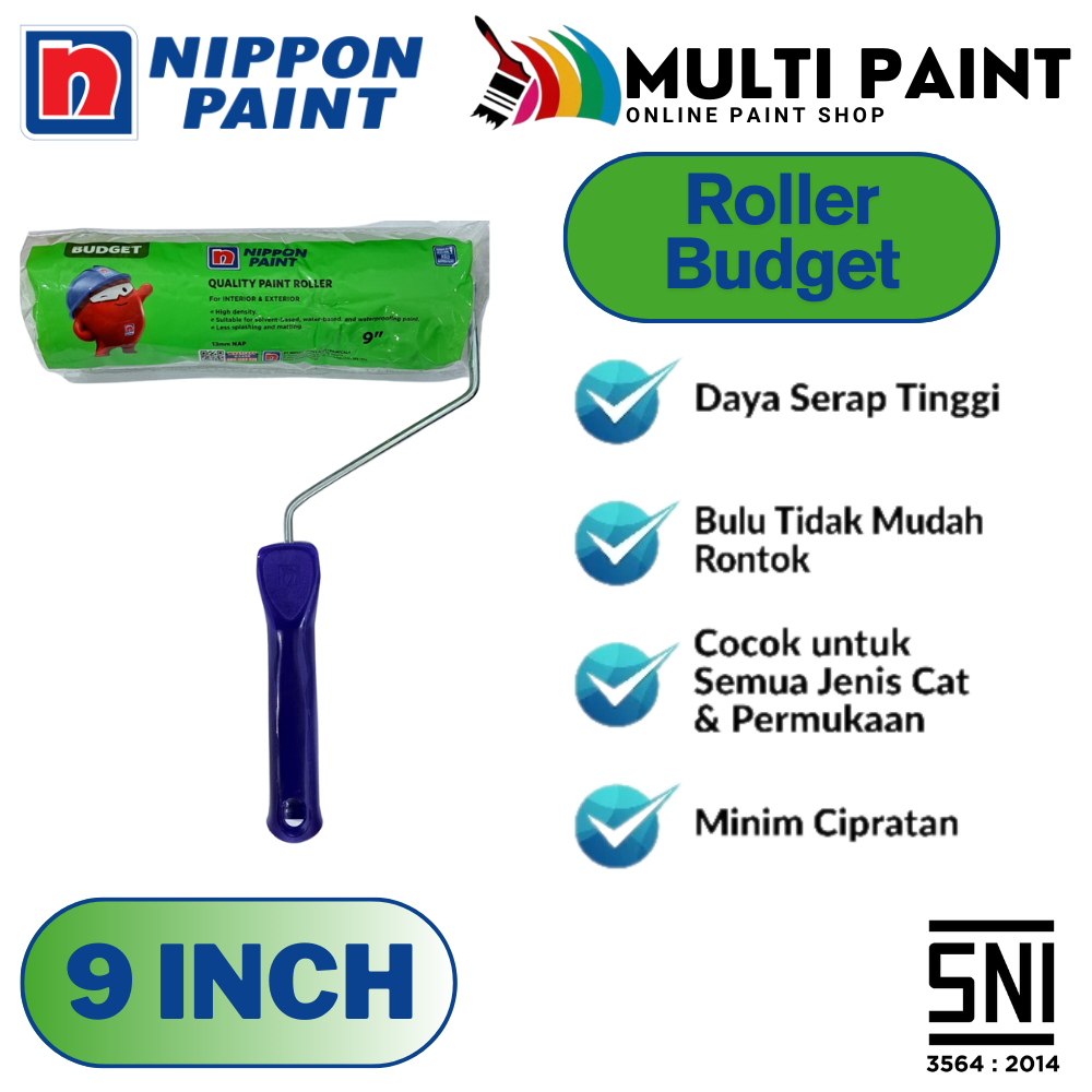 NIPPON PAINT ROL CAT BUDGET 9 INCH ROLLER CAT TEMBOK 13MM NIPPON PAINT KUAS ROLL BUSA NIPPON PAINT