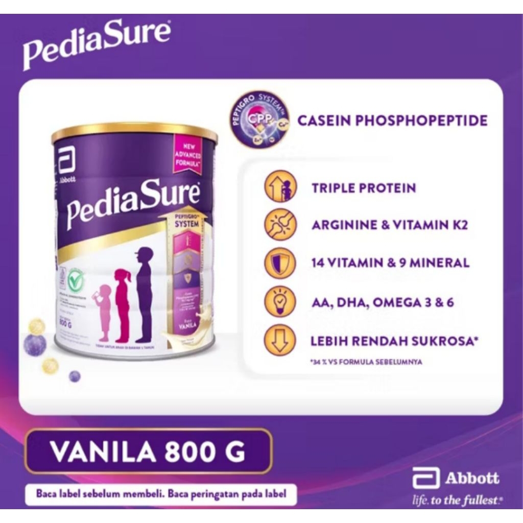 

Pediasure Vanila/Madu (1-10th)800gr-Nutrisi Pertumbuhan Anak