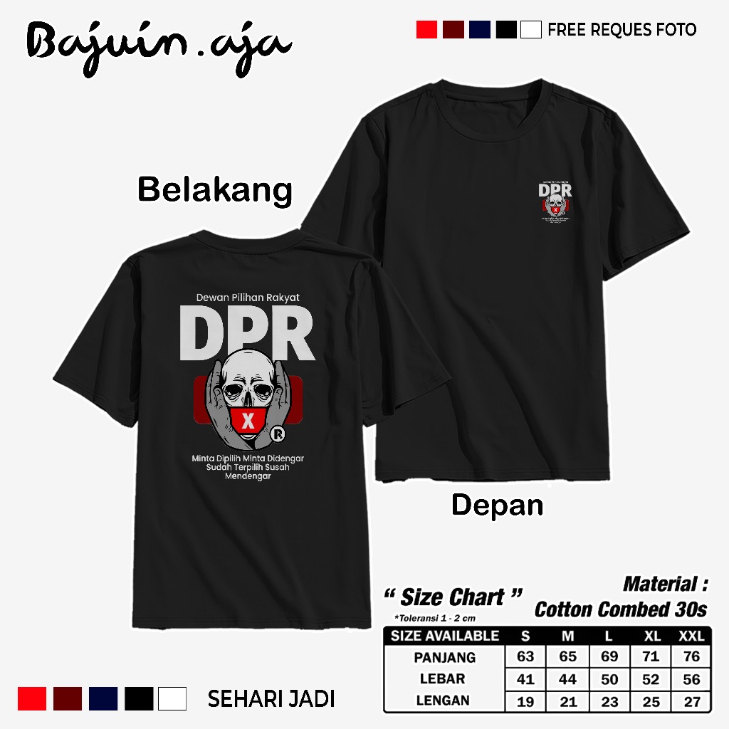 KAOS BAJU ATASAN DPR DTF TENGKORAK VIRAL