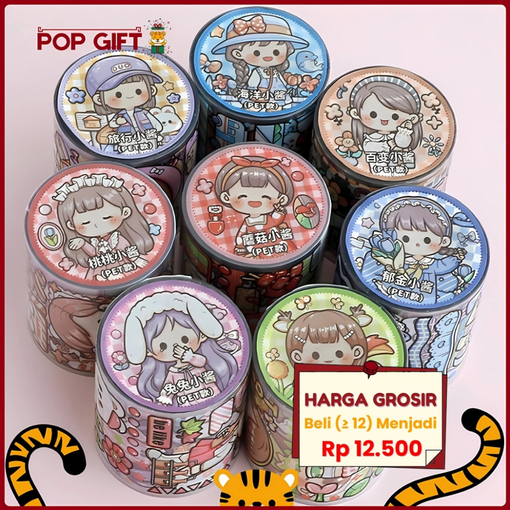 

PG Washitape Stiker Masking Tape Dodogirl PVC/ Bening Anti Air Stiker / Sticker Rolling DIY TLD85