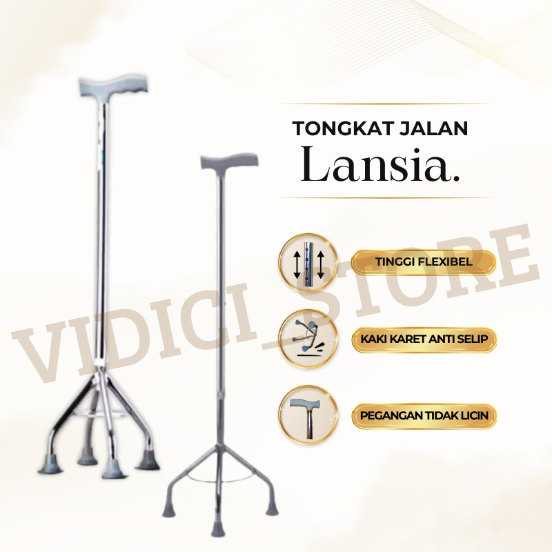 Tongkat Kaki 4 / Alat bantu jalan Tongkat Kaki 4/Tongkat Jalan/Tongkat Medis Berkualitas/Ringan,