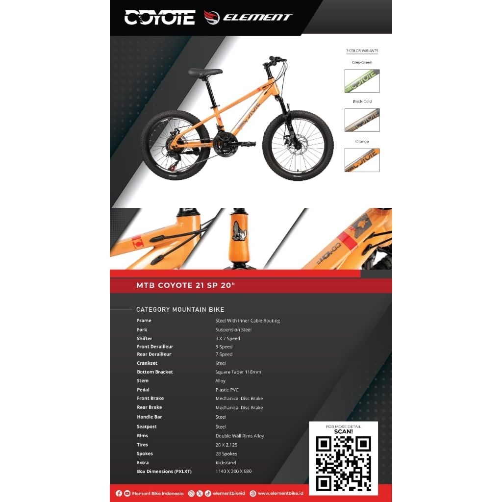 sepeda 20 mtb element coyote / new phoenix dan phoenix star