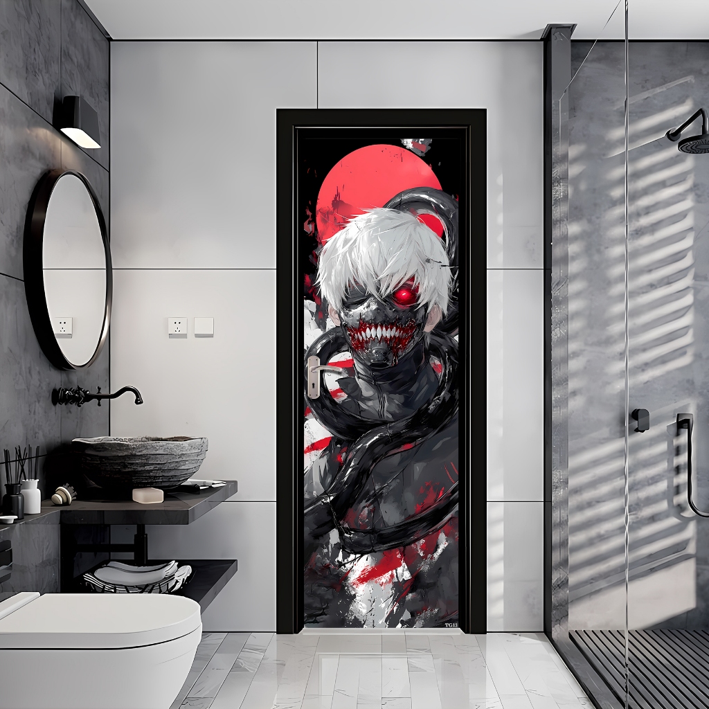 Sticker Pintu Kamar Mandi Sticker Dinding Stiker Pintu HOMEDECOR MOTIF ANIME TOKYO GHOUL