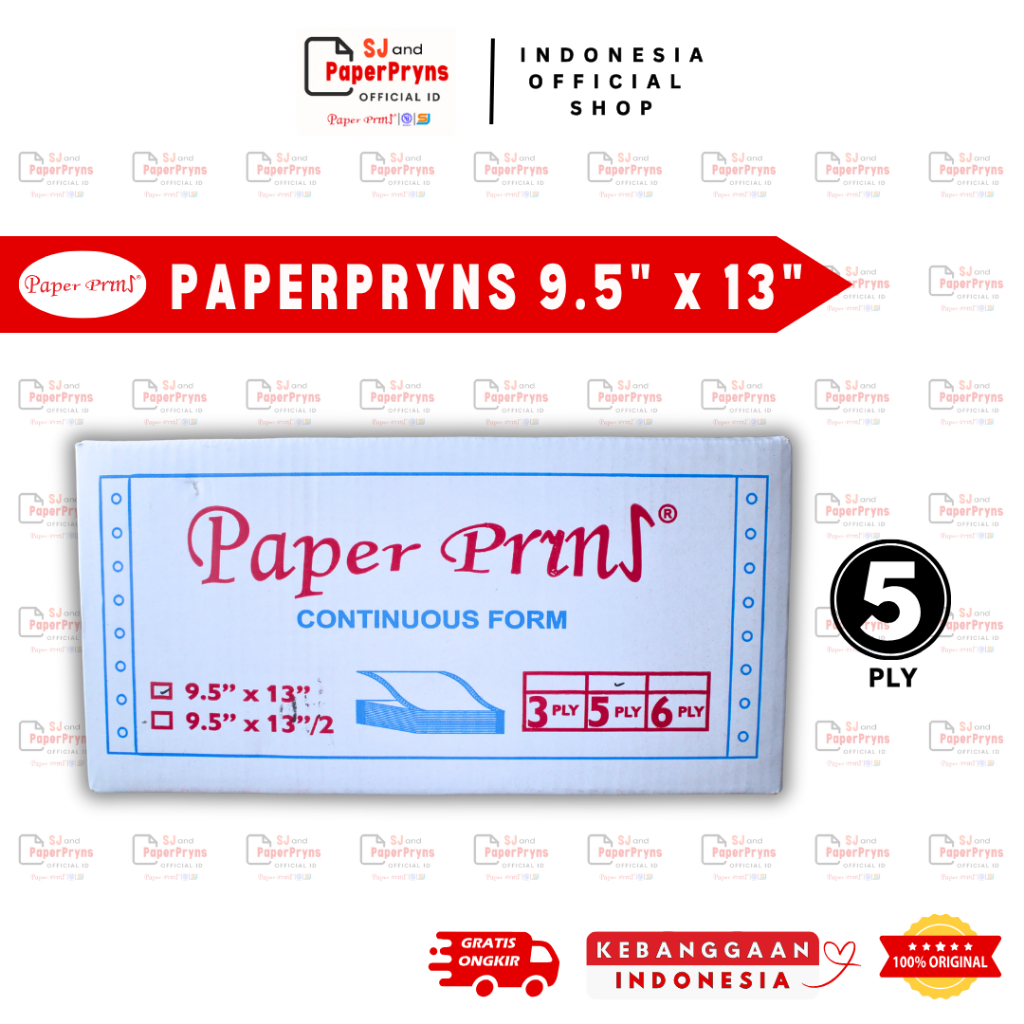 

PAPERPRYNS Kertas Continuous Form 9,5" × 13" (5 PLY) NCR Sheets
