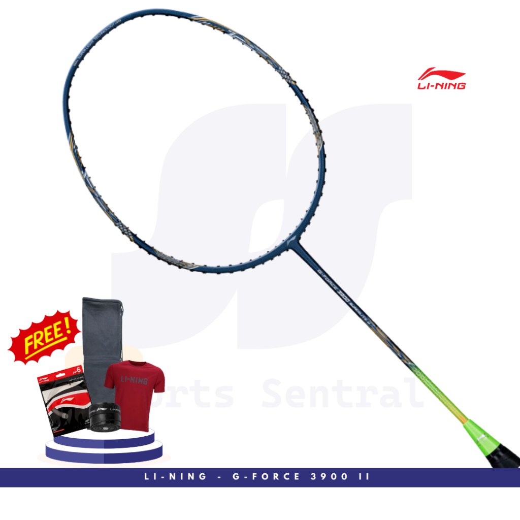 Lining Raket Badminton G-Force 3900 ii Superlite Free Cover + Senar + T-shirt Lining