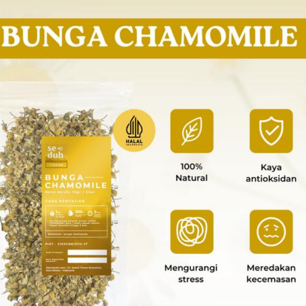 

TEH BUNGA KAMOMIL / CHAMOMILE BUD TEA GERMAN / FLOWER TEA 10 GRAM