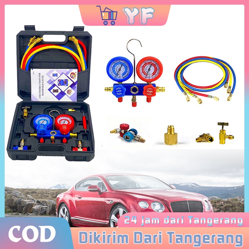 1set Paket Isi Freon Ac Mobil / Ac Diagnostik Refrigeran / Untuk Ac Mobil