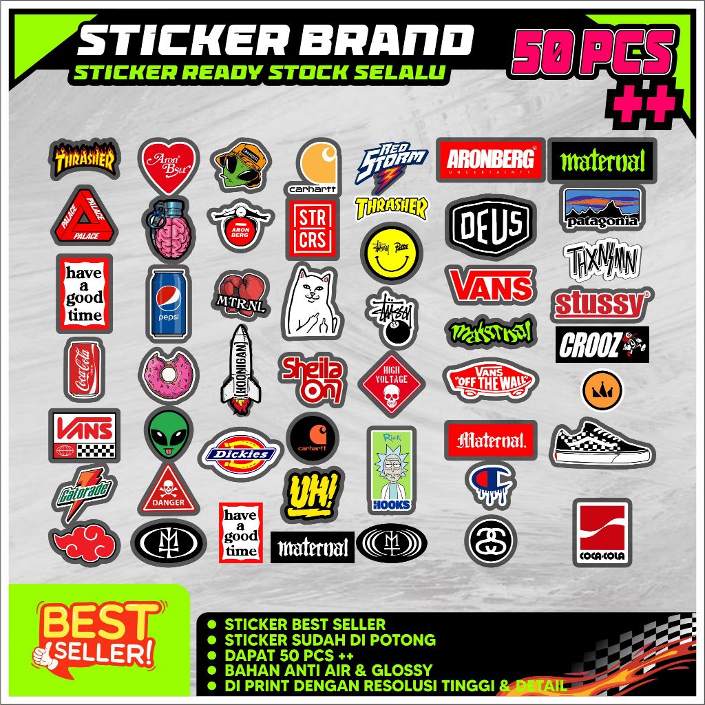 

Stiker brand aesthetic 50 picis sudah cutting & anti air