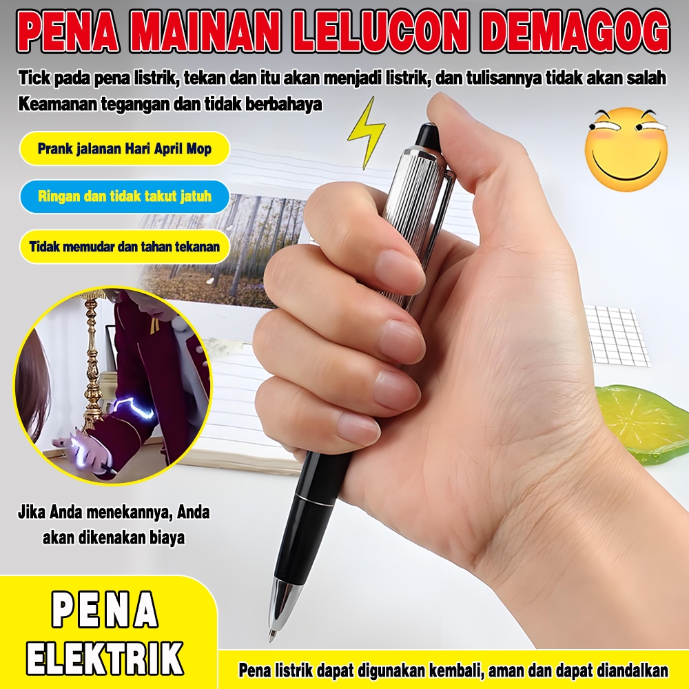 Mainan Prank Setrum Pulpen Kejut Premium Plastik / Mainan Pulpen Kejut Palsu Novelty Prank Pen / pen
