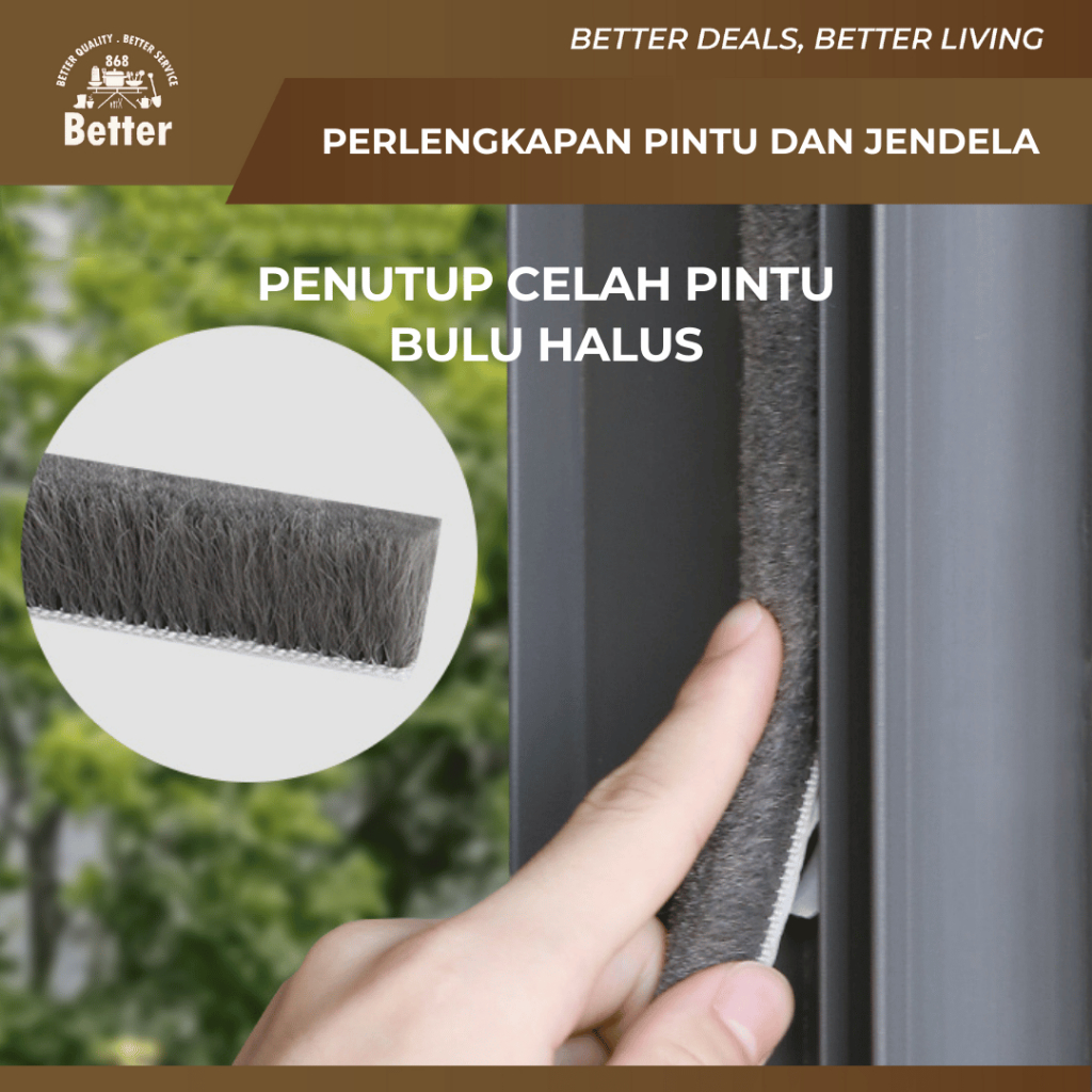 Seal Bulu Mohair Penutup Celah Pintu Samping Jendela Anti Kebisingan Debu Angin Air