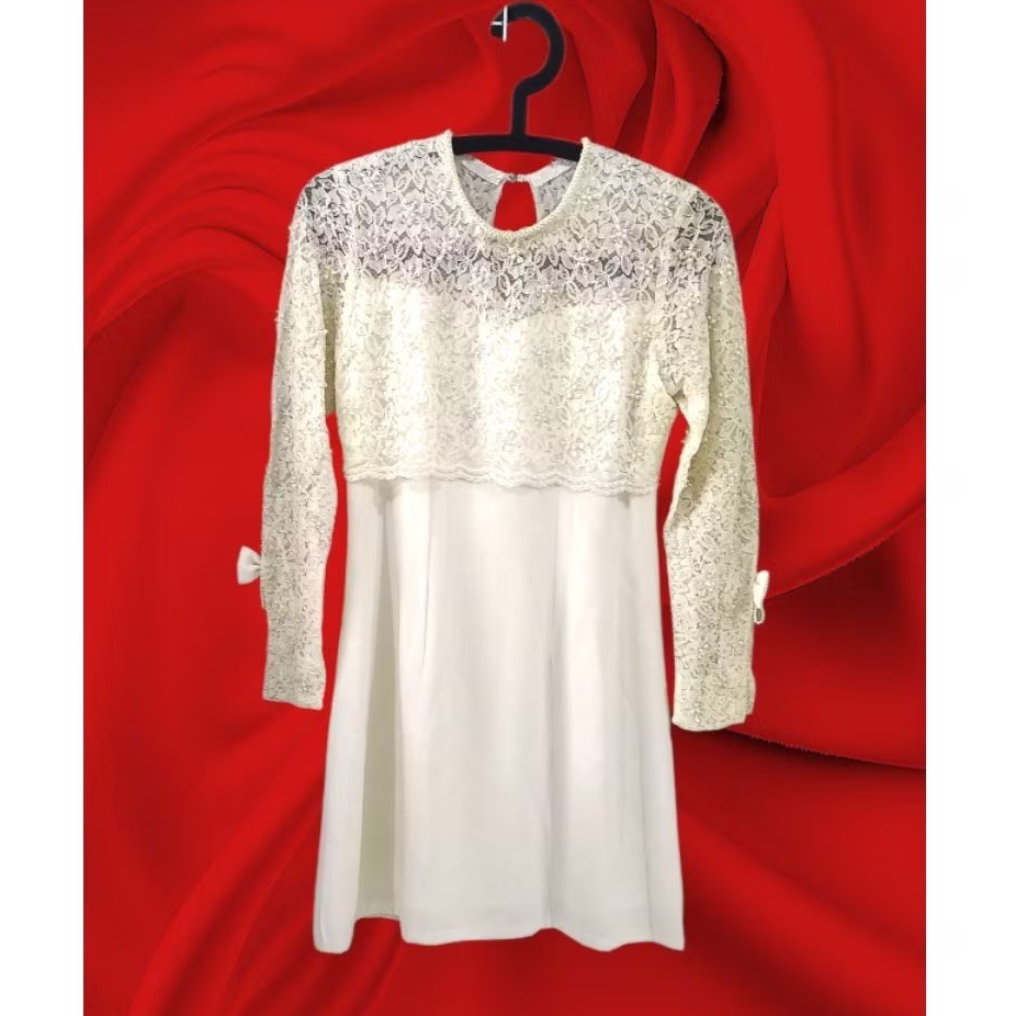 DRESS BROKAT KOMBINASI PENDEK