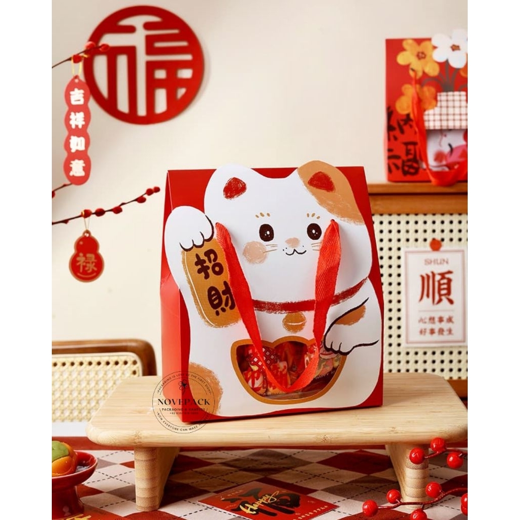 

(5 PCS) PAPERBAG/ GOODIE BAG/ TAS/ KANTONG HAMPERS JINJING IMLEK SINCIA CHINESE NEW YEAR