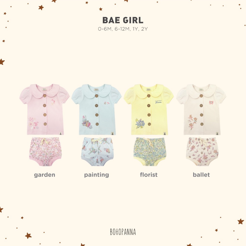 Bohopanna Setelan Atasan Baju Bayi - Bae Girl Printed Set - Bae Girl
