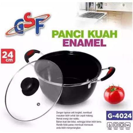 Panci Kuah Enamel GSF G-4022 G-4024 – Panci Masak Enamel Anti Lengket Berkualitas Tahan Lama