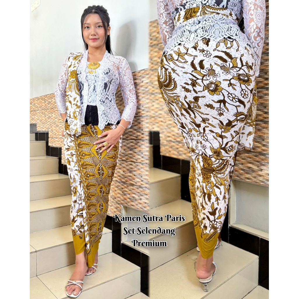 Sutra paris motif batik set selendang