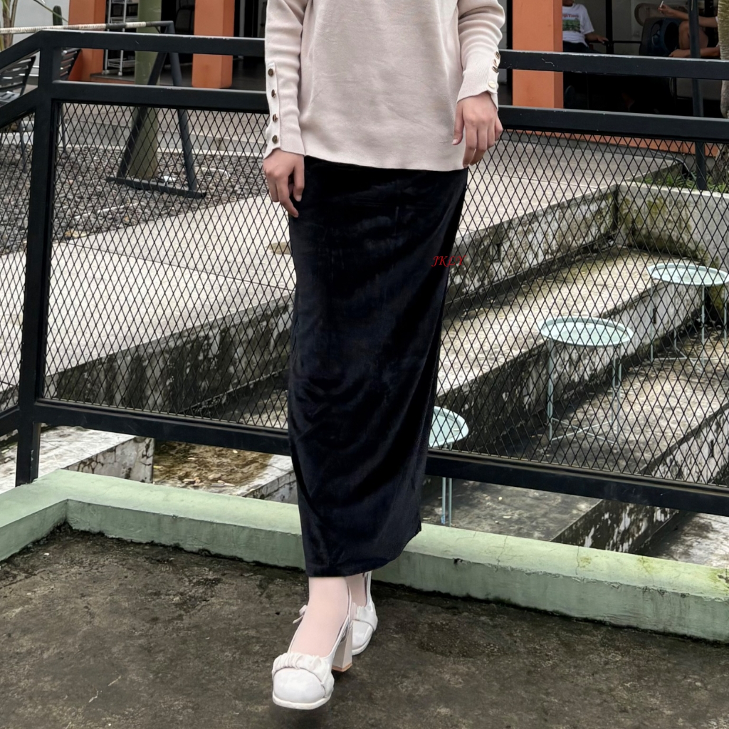 Rok Span Bludru Panjang/ Rok Kantor Span Bludru Panjang/ Rok Span Tanpa Belahan/ Rok Span Formal/ Ro
