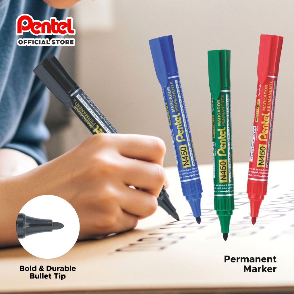 

Spidol Permanen pentel Permanent Marker N450 Whiteboard / Kantor / Kreatif