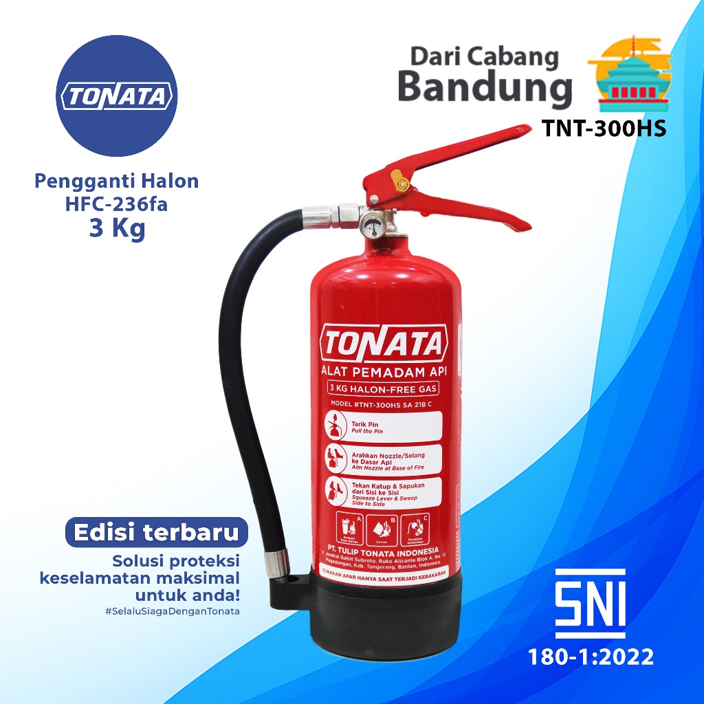 APAR 3 kg Tonata Clean Agent Eco Liquid Gas / Set Komplit